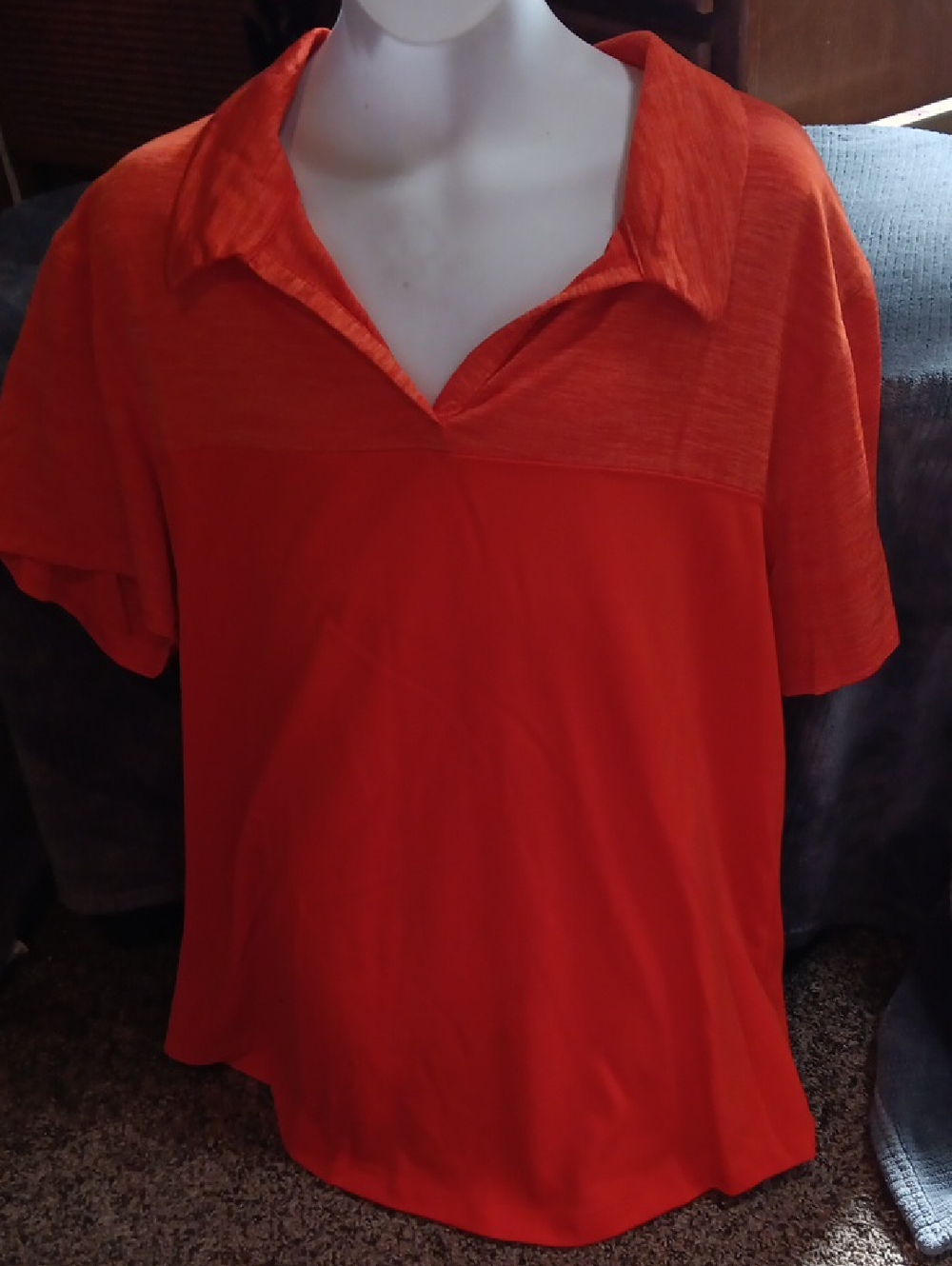 Augusta Sportswear Orange Split V-Collar Short Sleeve Top